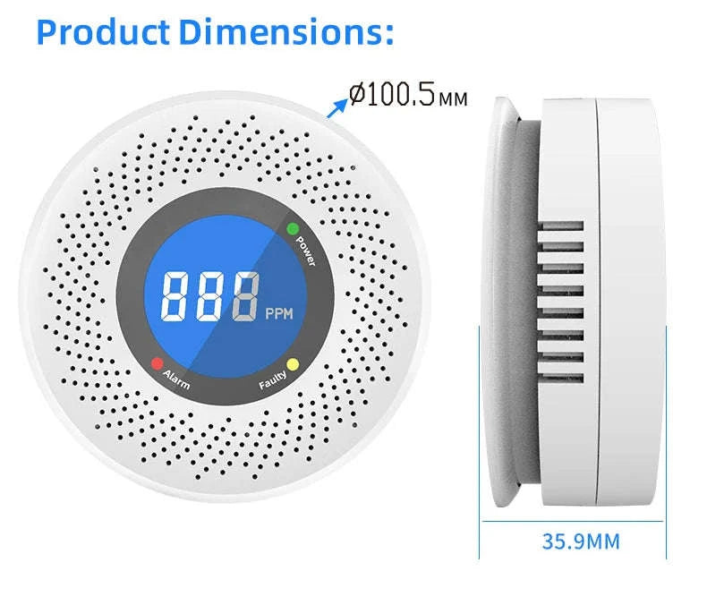 Carbon Monoxide Detector with Digital Display and Battery Power-10-PCS / China Mainland