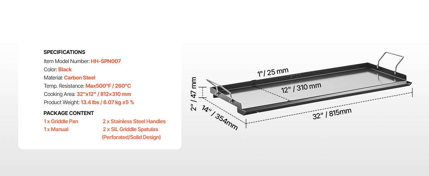 Carbon Steel BBQ Griddle Plate for Gas Grill & Stovetop Cooking-20 x 16inch / United States
