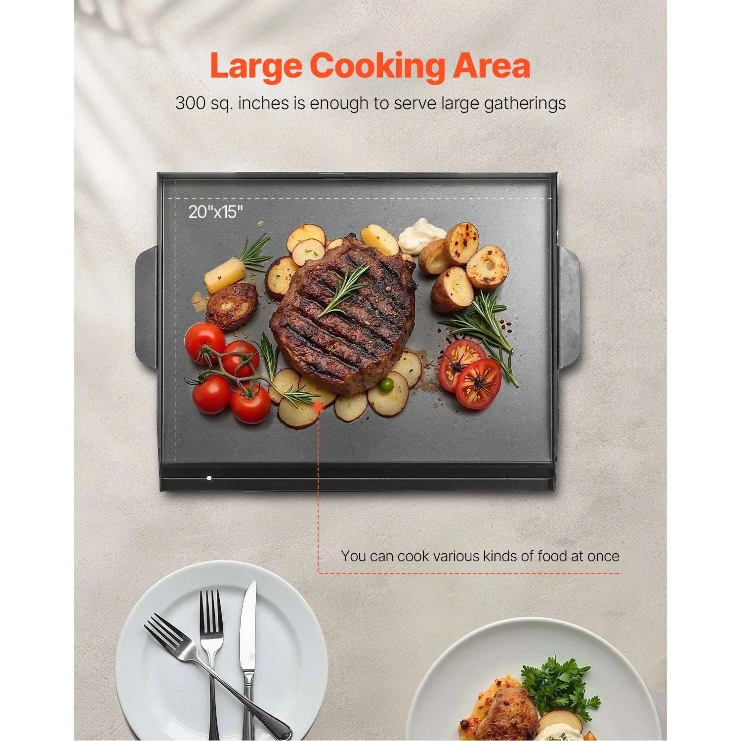 Carbon Steel BBQ Griddle Plate for Gas Grill & Stovetop Cooking-20 x 16inch / United States
