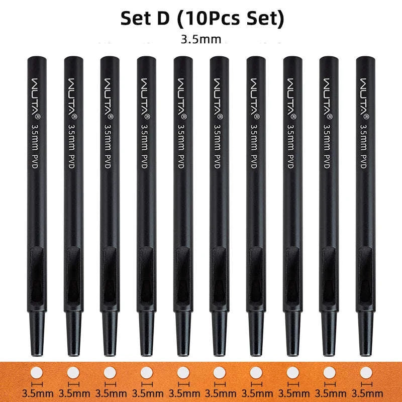 Carbon Steel Round Hole Punch Set for Leather, Fabric & DIY-Set D(3.5mm 10Pcs) / United States