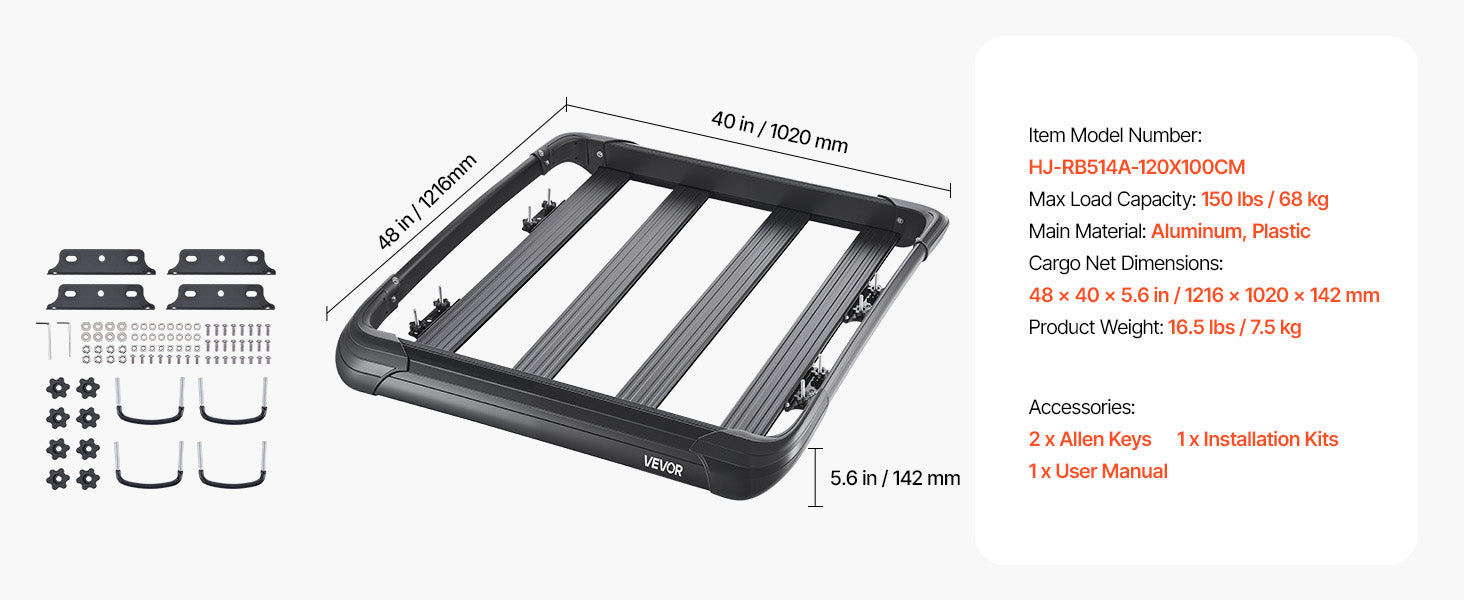 SucceBuy Roof Rack Cargo Carrier 48x40x5.6“ Universal Rooftop Cargo Basket Car Top Luggage Holder Anti-Rust Alloy Steel for Car