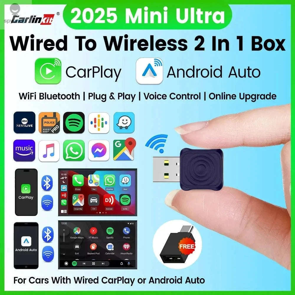 CarlinKit 5.0 Mini Ultra Wireless CarPlay Adapter-Mini Ultra / Brands Genuine