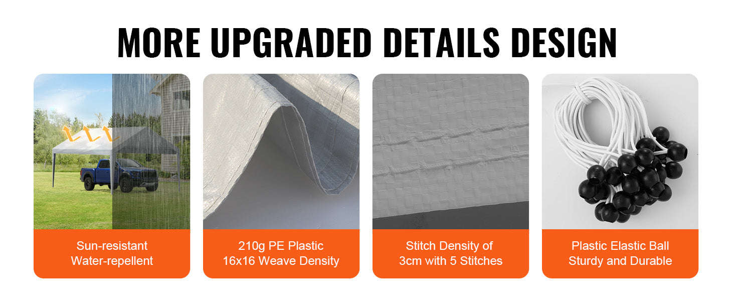 Carport Replacement Canopy Cover Waterproof UV Protected-10x20ft Gray / Poland