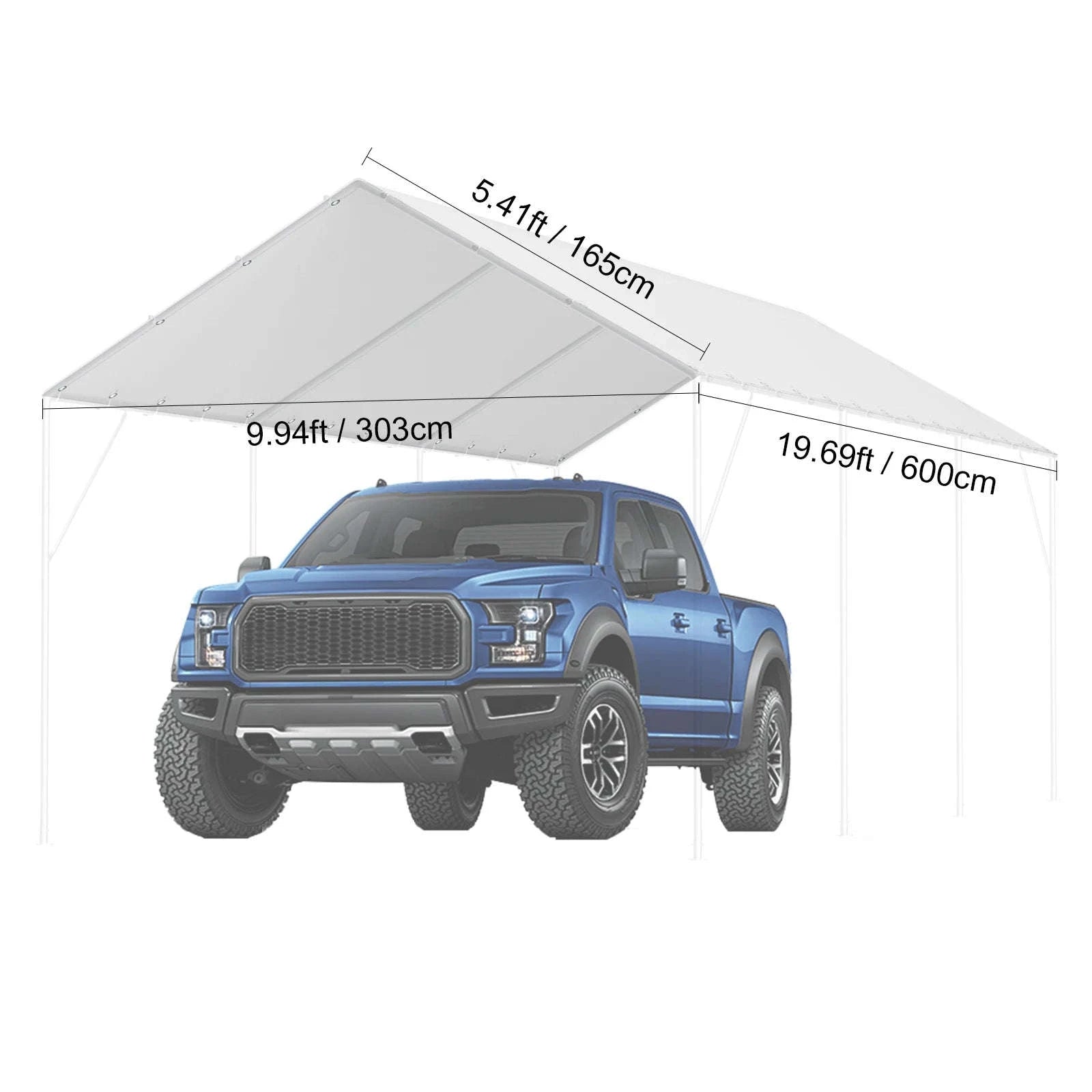 Carport Replacement Canopy Cover Waterproof UV Protected Frame Not Included-10x20ft Yellow Top / United States