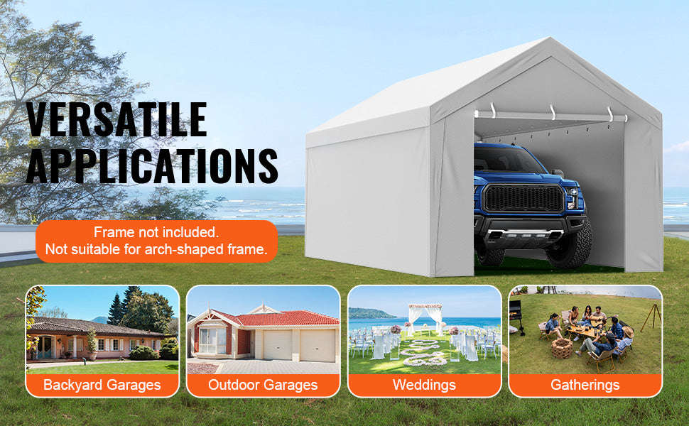 Carport Replacement Canopy Cover Waterproof UV Protected Frame Not Included-10x20ft Yellow Top / United States