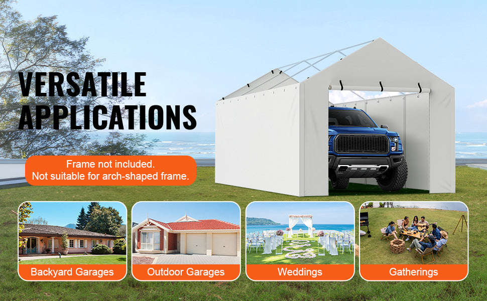 Carport Replacement Canopy Cover Waterproof UV Protected Frame Not Included-10x20ft Yellow Top / United States