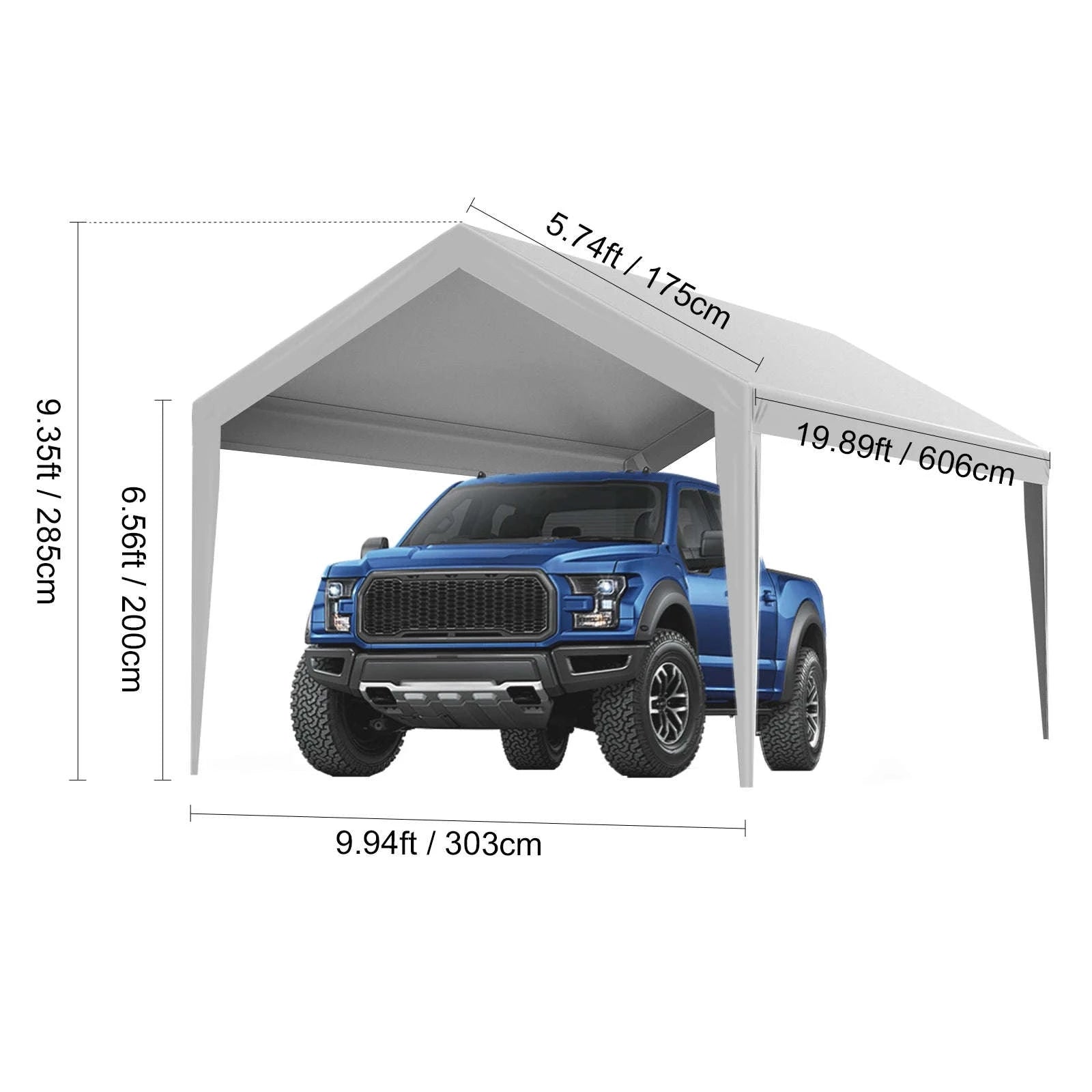 Carport Replacement Canopy Cover Waterproof UV Protected Frame Not Included-10x20ft Yellow Top / United States