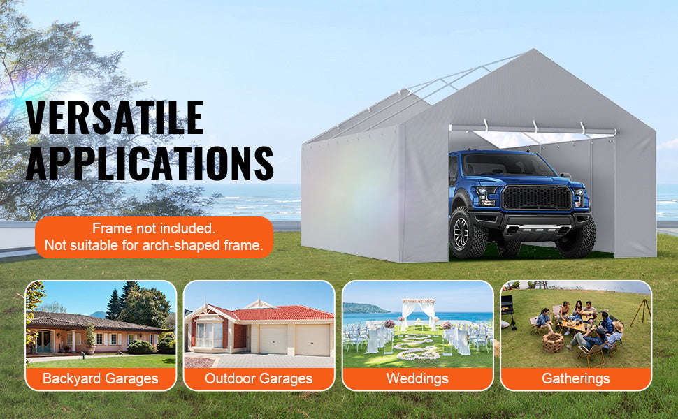 Carport Replacement Canopy Cover Waterproof UV Protected Frame Not Included-10x20ft Yellow Top / United States