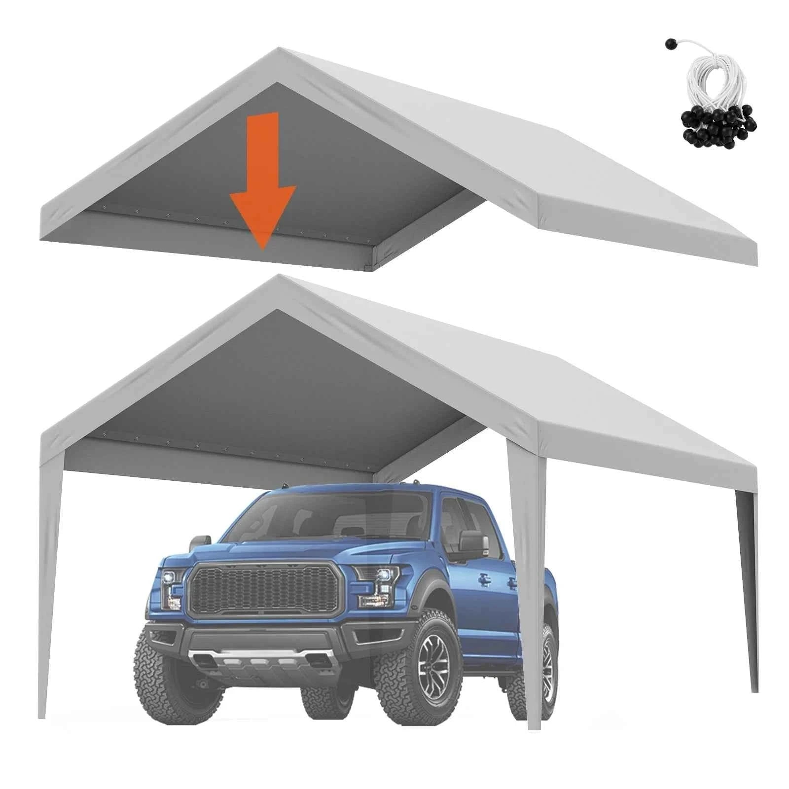 Carport Replacement Canopy Cover Waterproof UV Protected Frame Not Included-10x20ft Yellow Top / United States