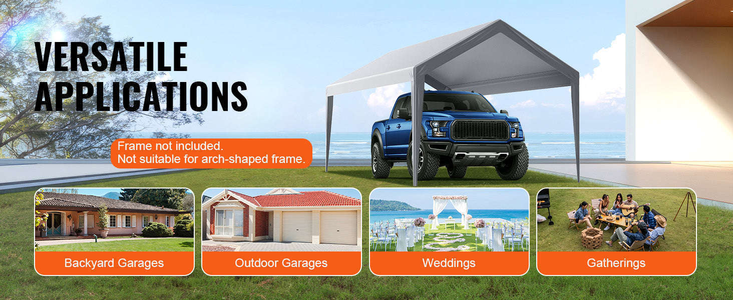 Carport Replacement Canopy Cover with Ball Bungees-Yellow 10x20ft / france