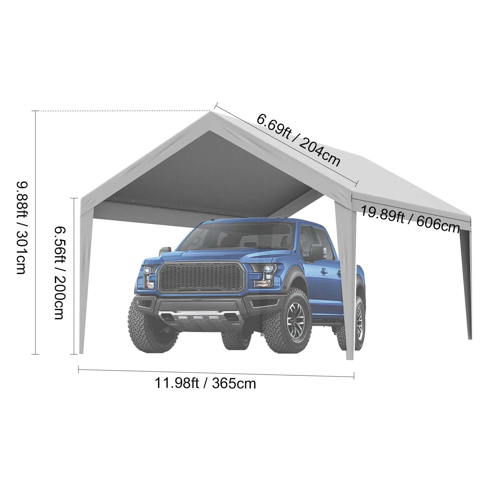 Carport Replacement Canopy Cover with Ball Bungees-Yellow 10x20ft / france
