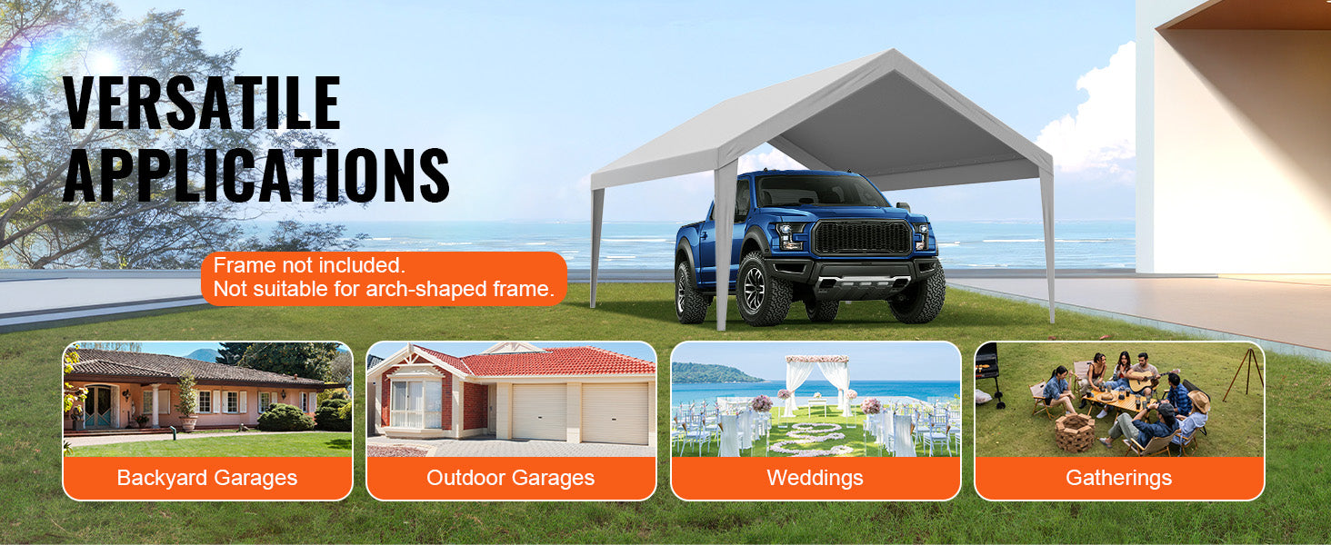 Carport Replacement Canopy Cover Waterproof UV Protected Frame Not Included