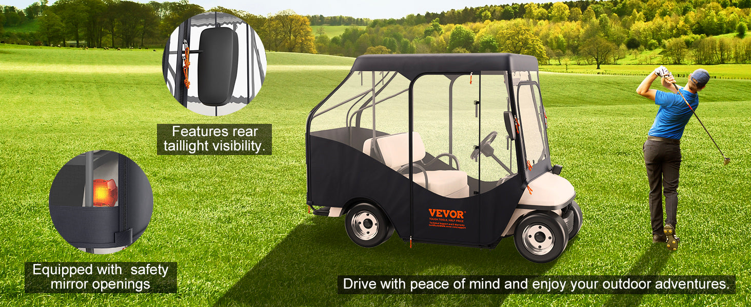 4 Kişilik Golf Aracı Kılıfı Şeffaf Pencereli Hava Koşullarına Dayanıklı Örtü