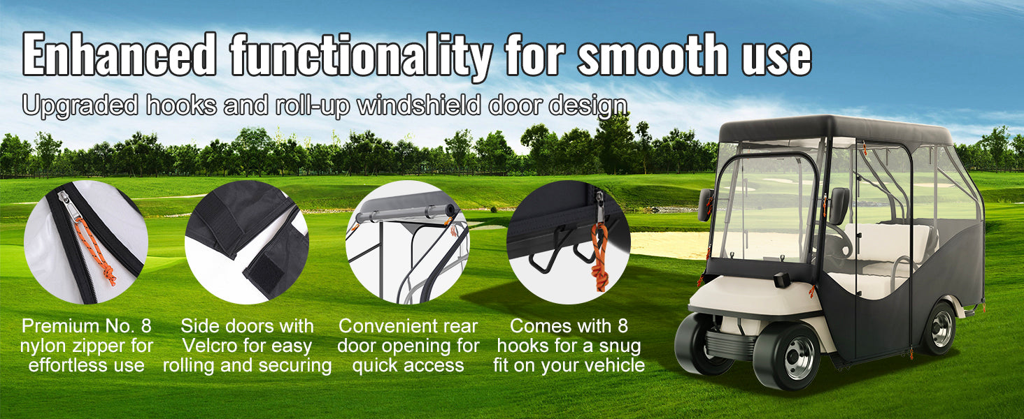 4 Kişilik Golf Aracı Kılıfı Şeffaf Pencereli Hava Koşullarına Dayanıklı Örtü