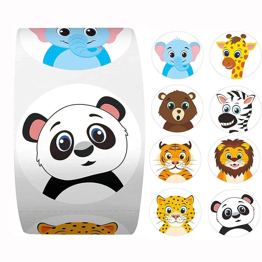 Cartoon Animal Reward Stickers for Kids, Gifts, and Crafts-QY852-500pcs