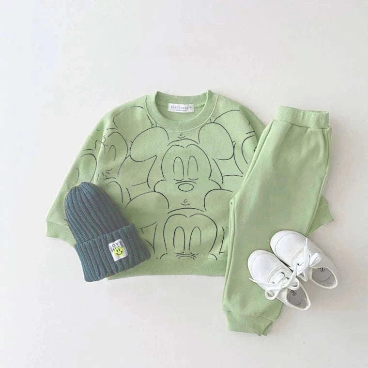 Cartoon Baby Summer Tracksuit Set-green / 9M