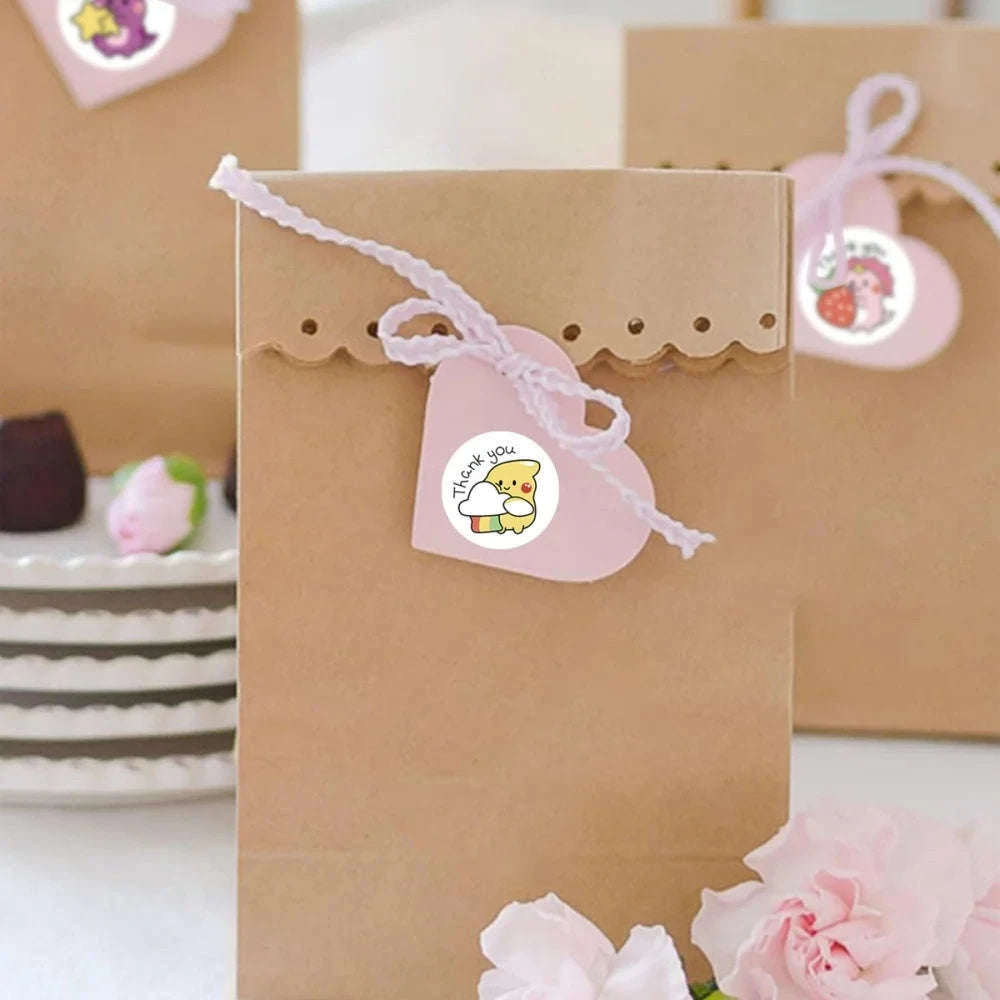 Cartoon Dinosaur Thank You Stickers – 1 Inch Adhesive Labels-100pcs