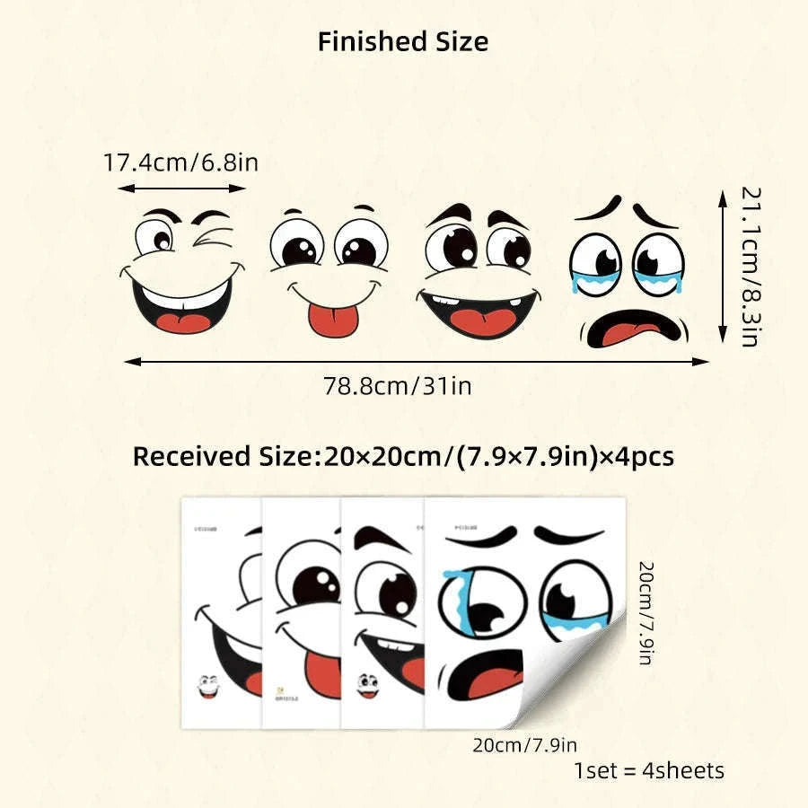 Cartoon Face Stickers – 4 Sheet Decorative Set-1set