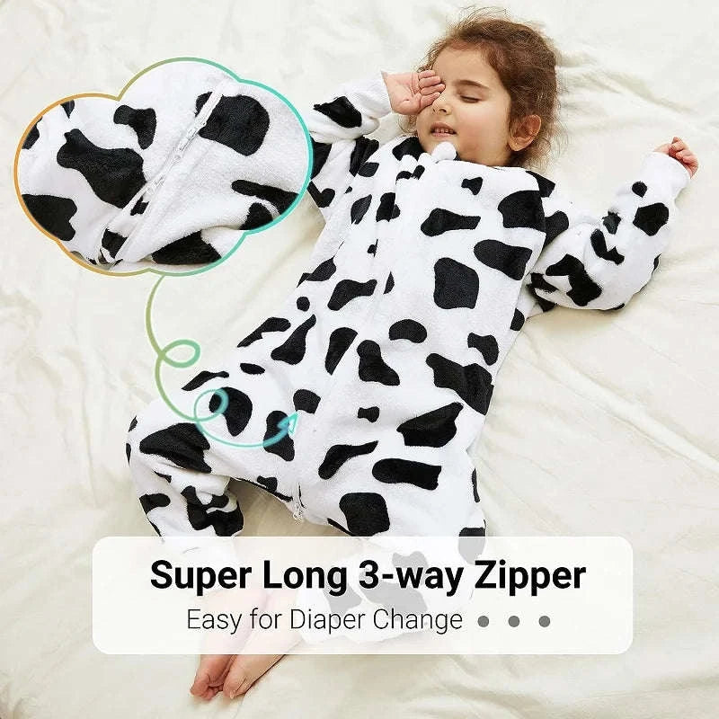 Cartoon Flannel Sleepsack Pajamas for Kids-A Cow / 6-7T