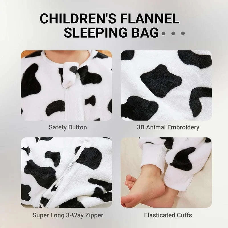 Cartoon Flannel Sleepsack Pajamas for Kids-A Cow / 6-7T