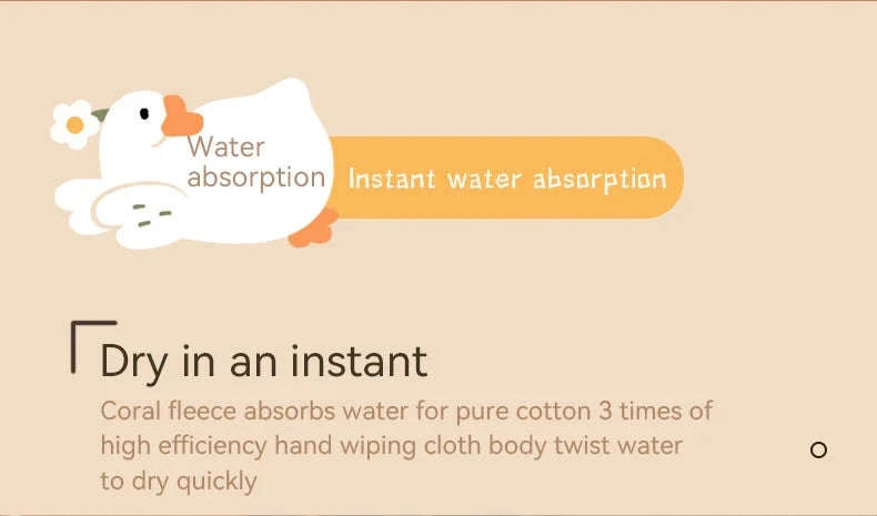 Cartoon Goose Hand Towel – Soft, Absorbent Hanging Towel for Home-WHITE