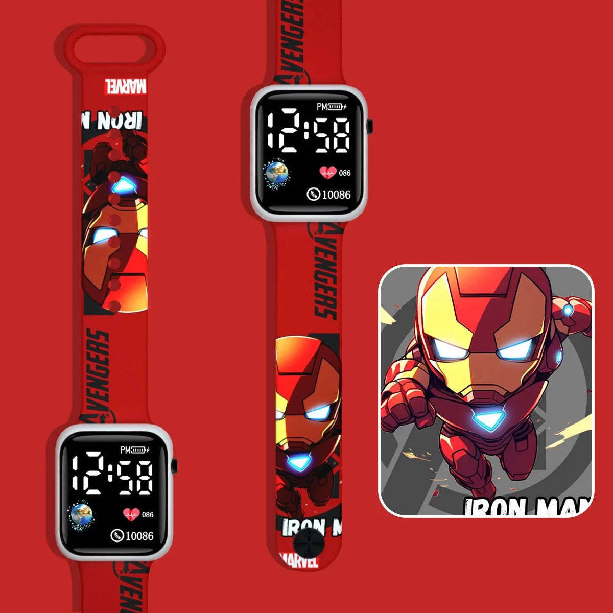 Cartoon Spiderman Kids Watch with LED Display-XDQ ljr