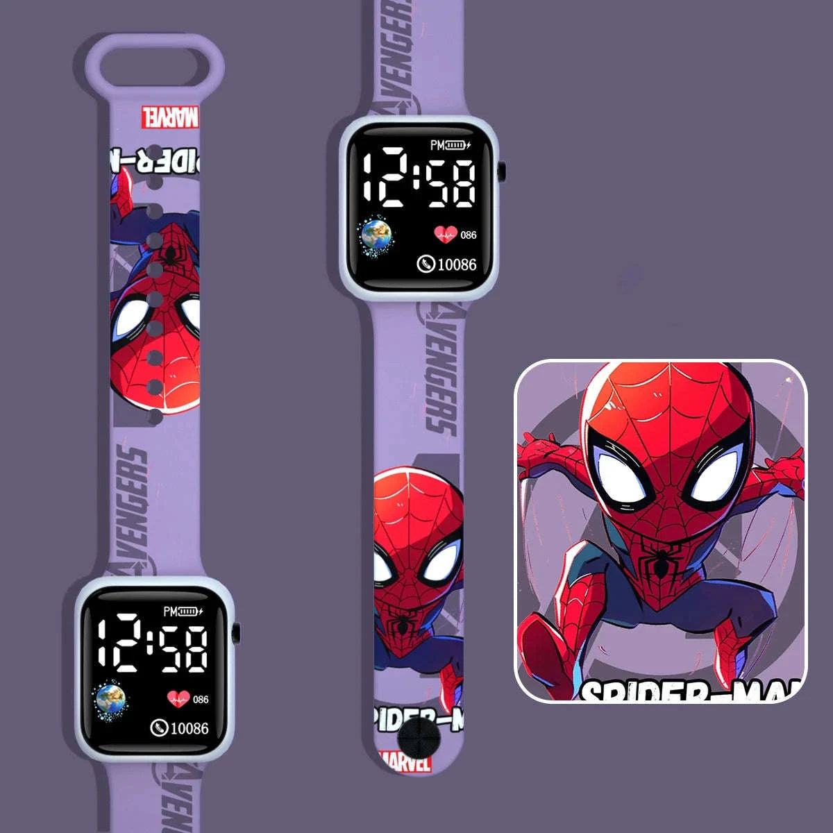 Cartoon Spiderman Kids Watch with LED Display-XDQ ljr