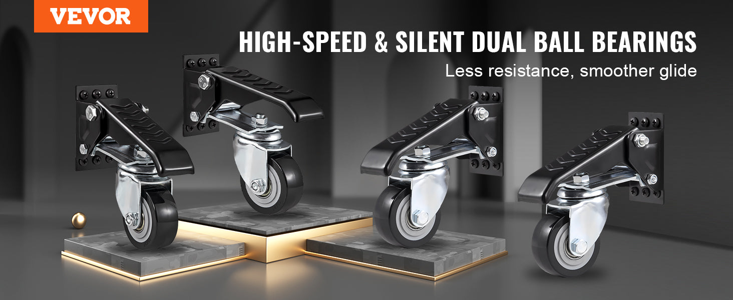 SucceBuy 165lbs 2.5" Set of 4 Workbench Caster Wheels Side Mounted Retractable Stepdown Wheel 360° Swivel for Tables & Equipment