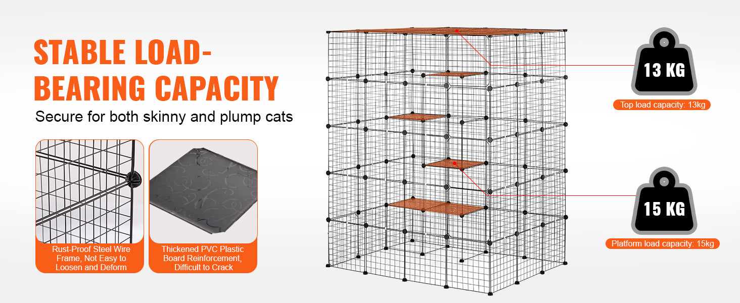 Gaiola grande para gatos SucceBuy, gaiola de metal com separação, jaula de arame com portas frontais, rede para gatos, rampa, escadas, casinha, espaço para exercício para gato