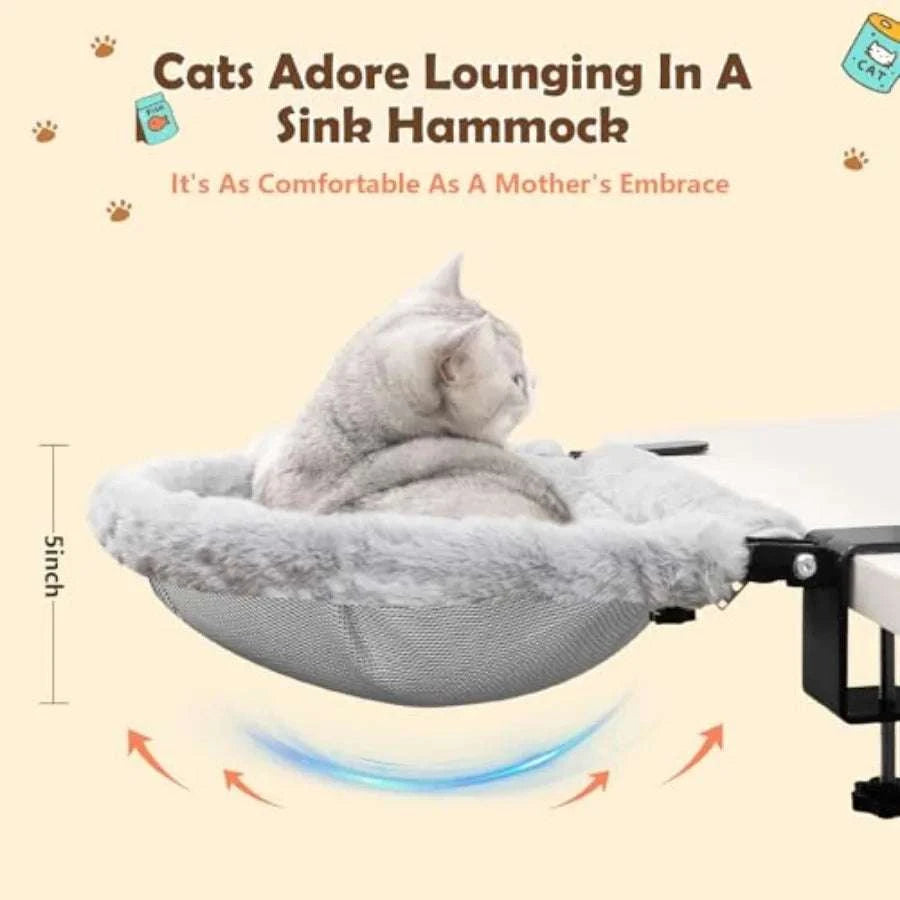 Cat Desk Hammock Bed 19x15 Dual Clamp Faux Fur Cozy Nest-United States / X-Large
