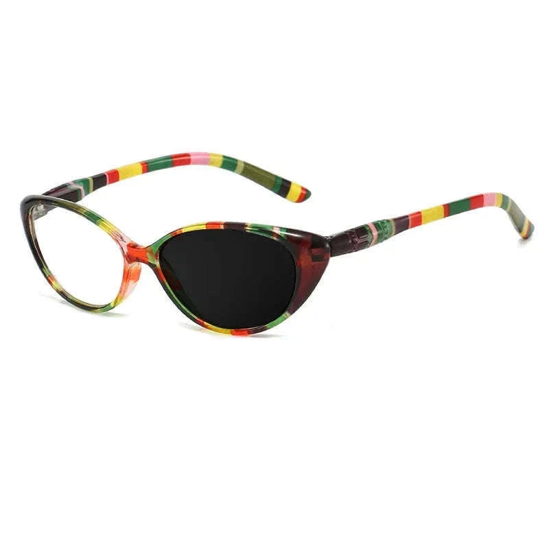 Cat Eye Myopia Glasses with Photochromic and Blue Light Protection-PHOTO Colorful / Myopia-375