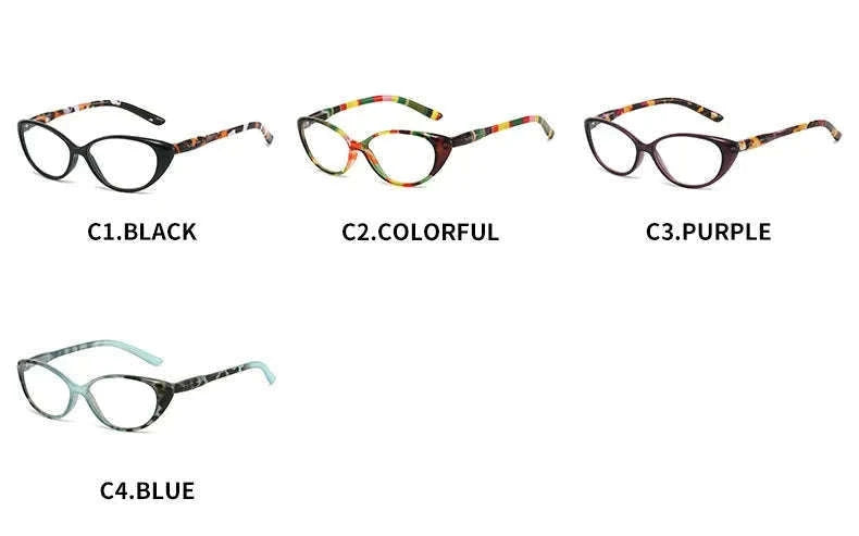 Cat Eye Myopia Glasses with Photochromic and Blue Light Protection-PHOTO Colorful / Myopia-375