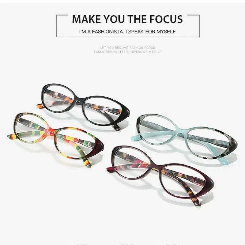 Cat Eye Myopia Glasses with Photochromic and Blue Light Protection-PHOTO Colorful / Myopia-375
