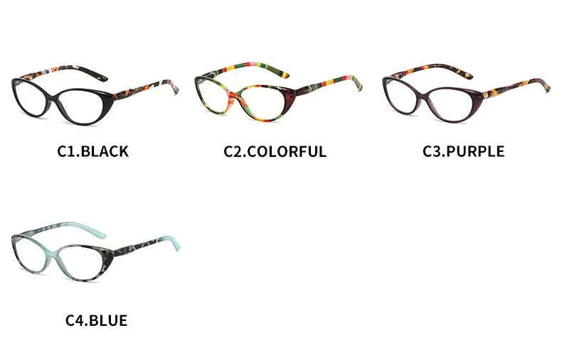 Cat Eye Myopia Glasses with Photochromic & Blue Light Protection-PHOTO Colorful / Myopia-375