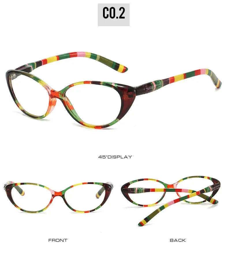 Cat Eye Myopia Glasses with Photochromic & Blue Light Protection-PHOTO Colorful / Myopia-375
