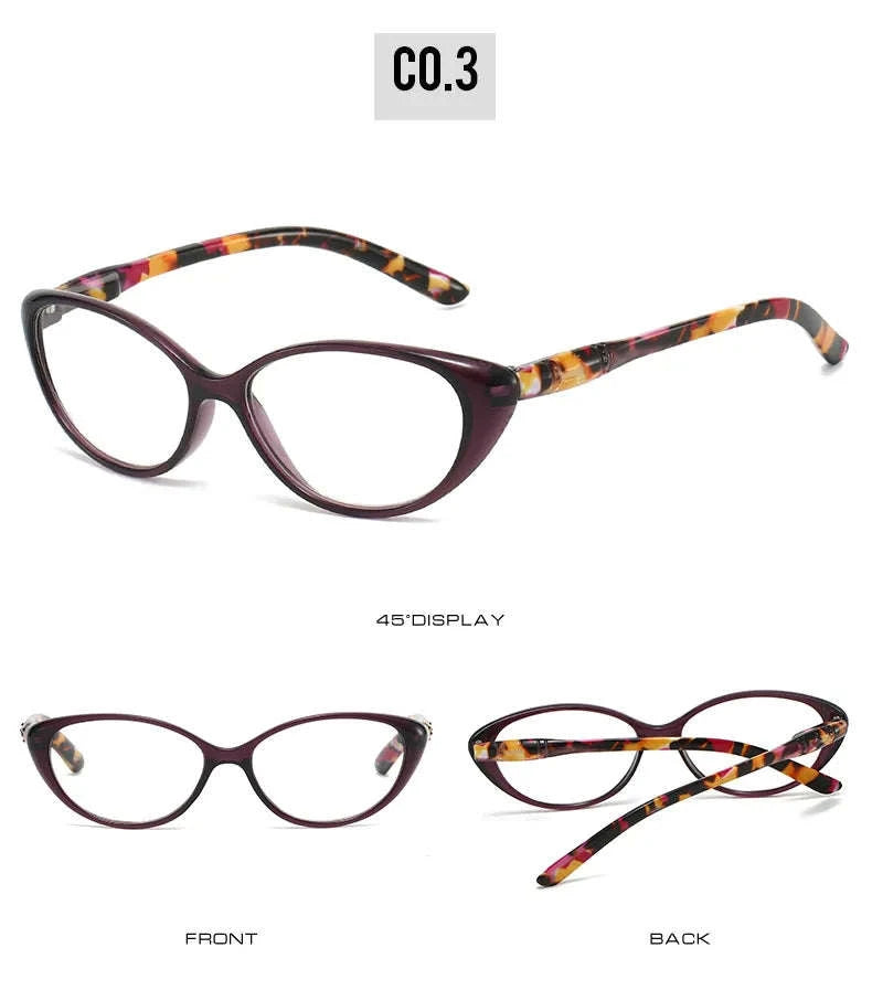Cat Eye Myopia Glasses with Photochromic & Blue Light Protection-PHOTO Colorful / Myopia-375
