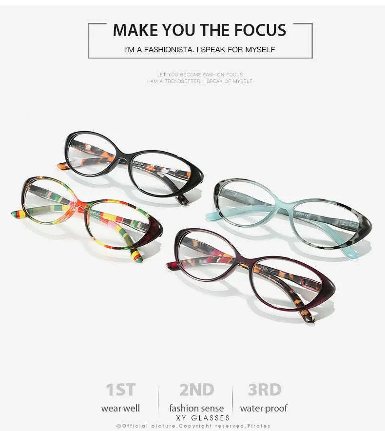 Cat Eye Myopia Glasses with Photochromic & Blue Light Protection-PHOTO Colorful / Myopia-375