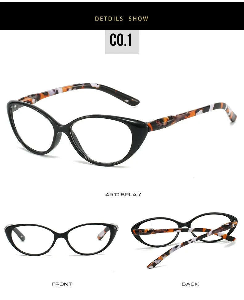 Cat Eye Myopia Glasses with Photochromic & Blue Light Protection-PHOTO Colorful / Myopia-375