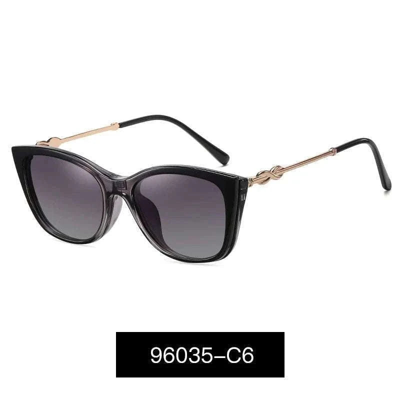 Cat-Eye Prescription Glasses with Magnetic Clip-On Sunglasses-C6 / Progressive / 1.56|Anti Blue Ray
