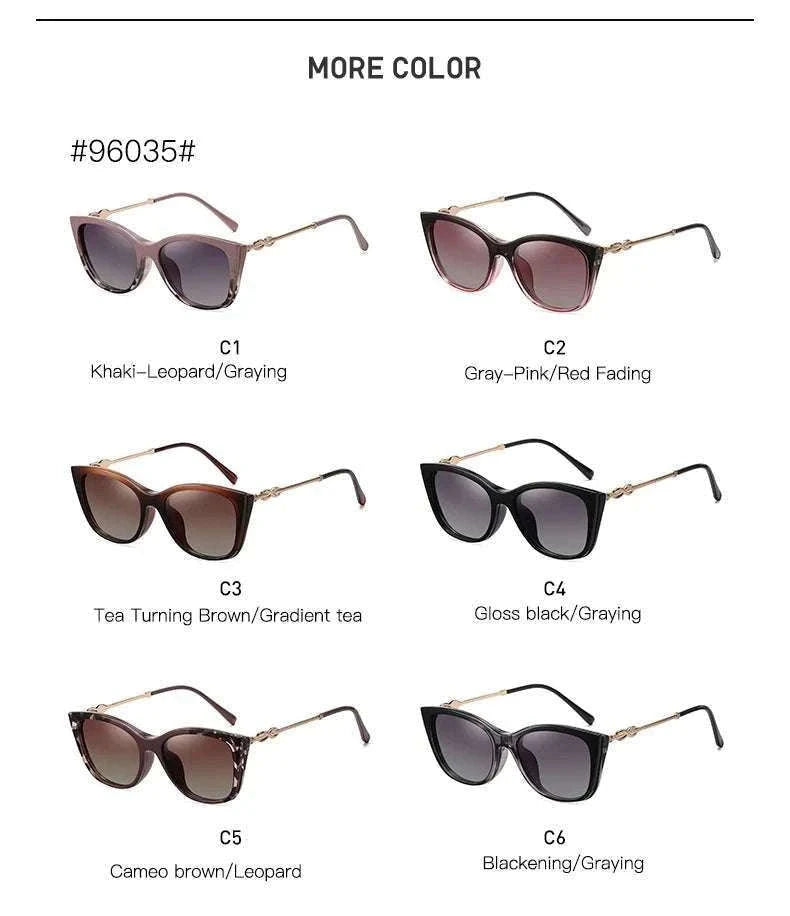 Cat-Eye Prescription Glasses with Magnetic Clip-On Sunglasses-C6 / Progressive / 1.56|Anti Blue Ray