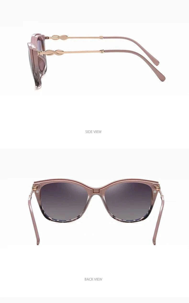 Cat-Eye Prescription Glasses with Magnetic Clip-On Sunglasses-C6 / Progressive / 1.56|Anti Blue Ray