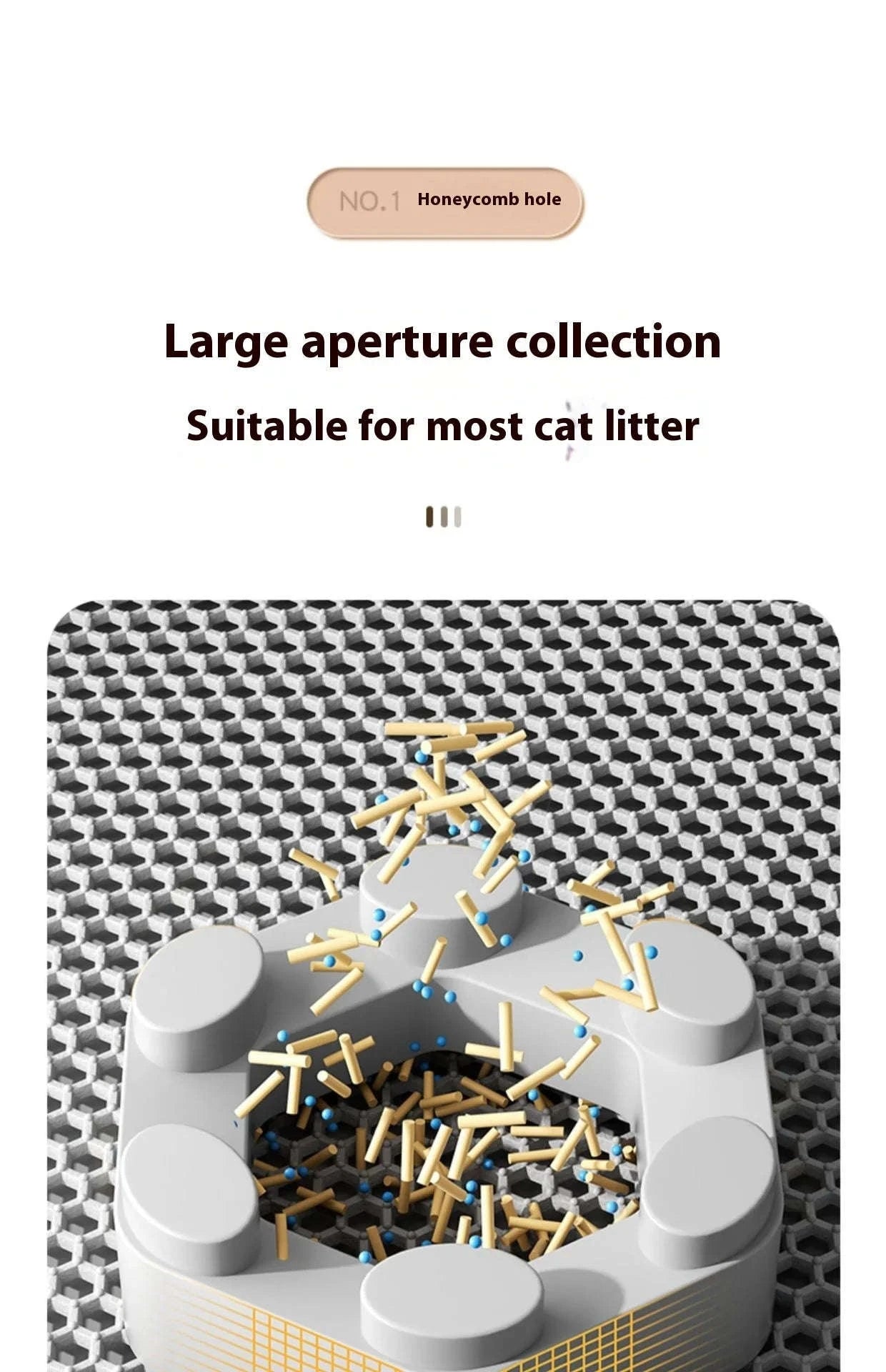 Cat Litter Mat with Two-Layer Sand Trapping Design-gray / 60x90cm