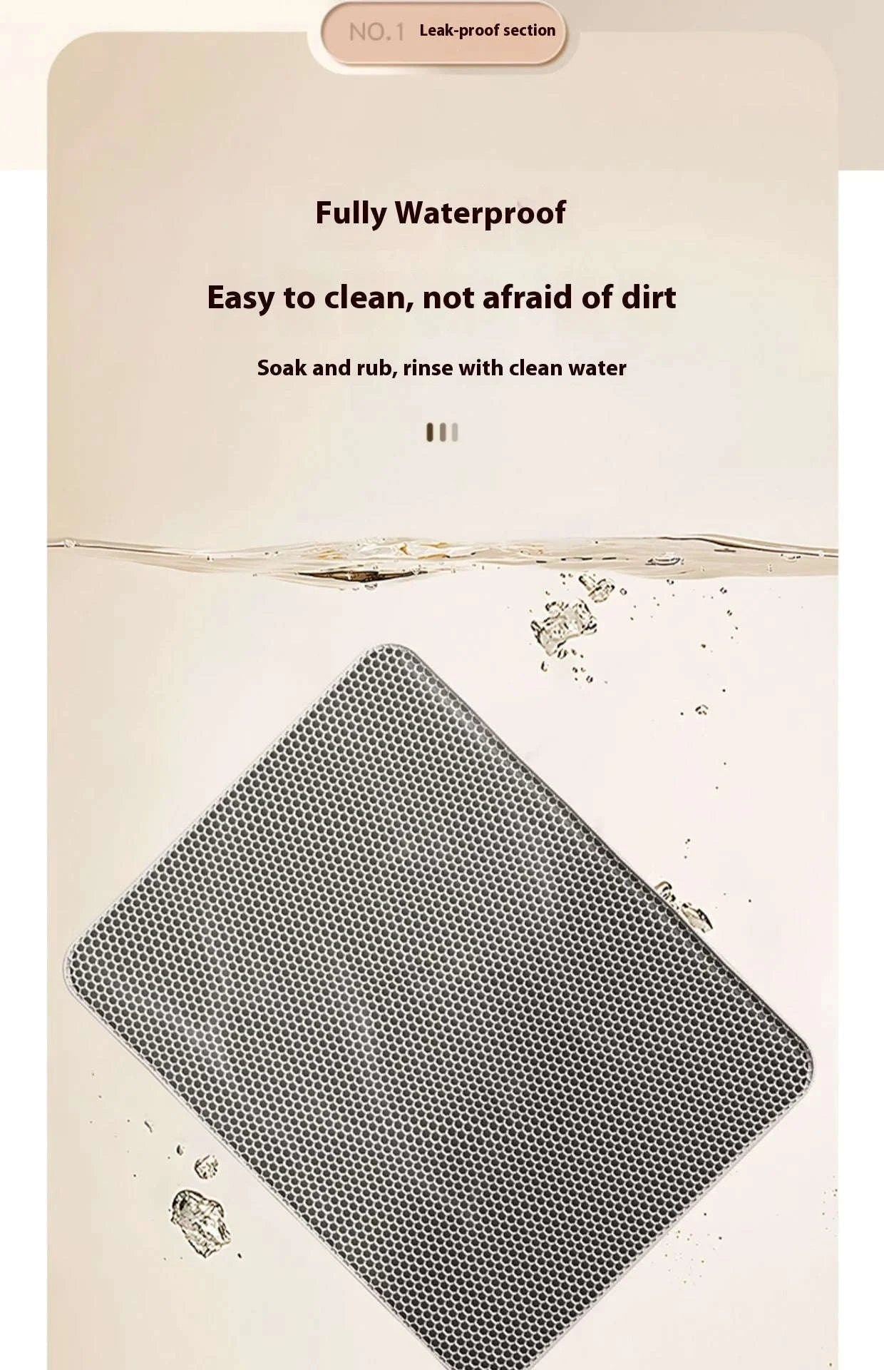 Cat Litter Mat with Two-Layer Sand Trapping Design-gray / 60x90cm