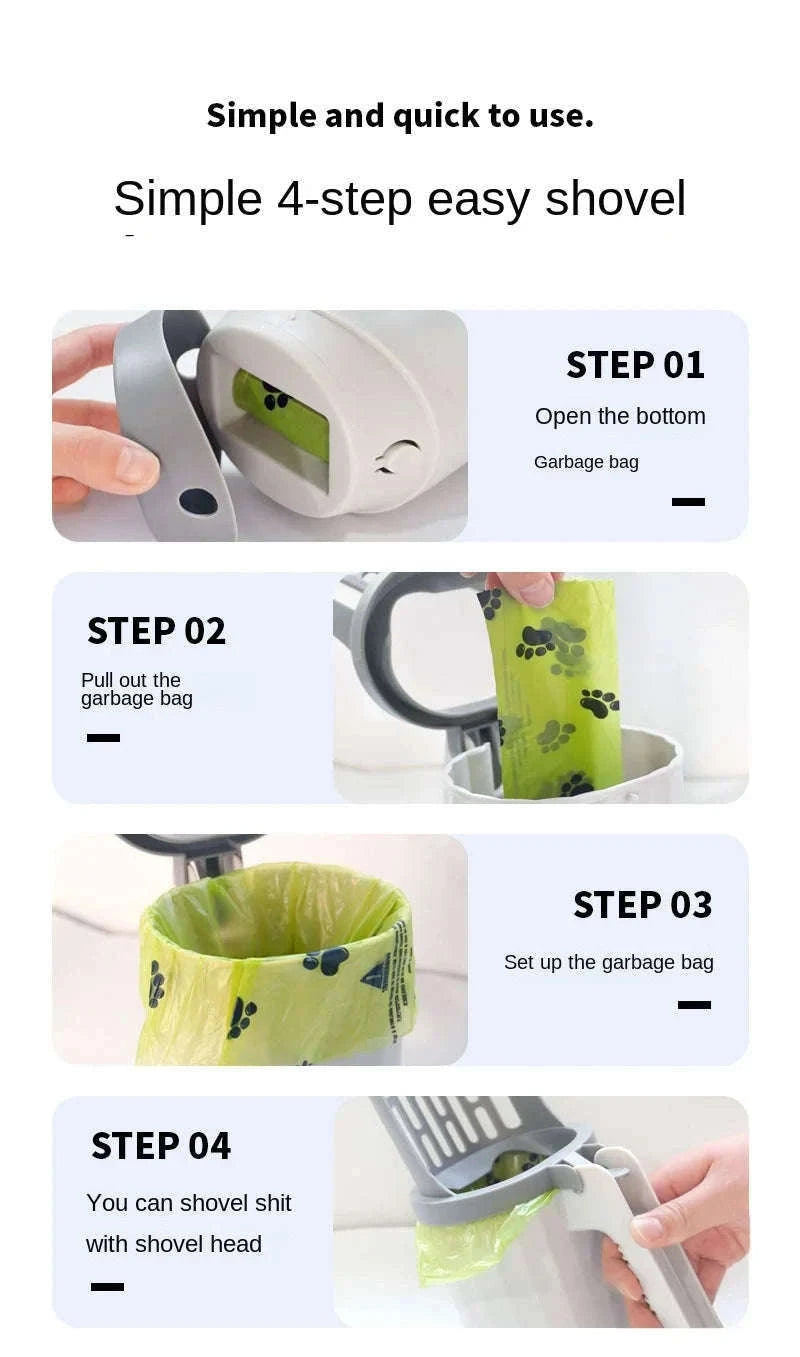 Cat Litter Scoop with Refill Bag Holder for Cleaner Cleaning-Set A / 26x9cm