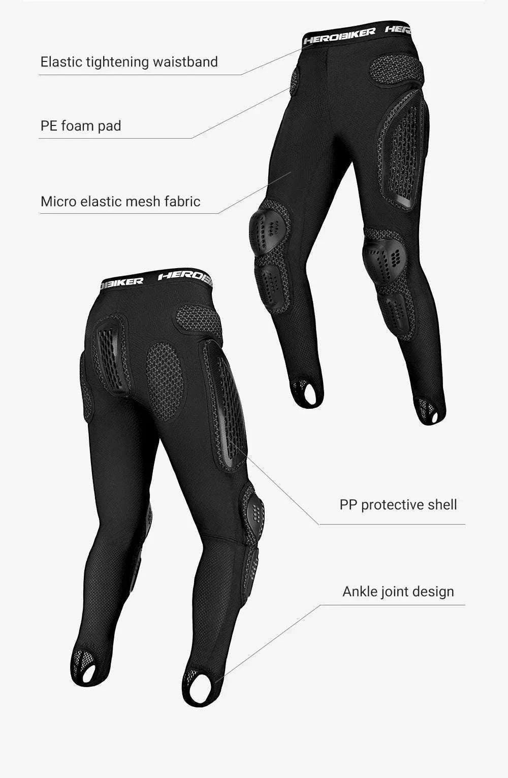 CE Certified Motocross Armor Jacket Set with Chest & Back Protection-MP1009 BK Pants / XL