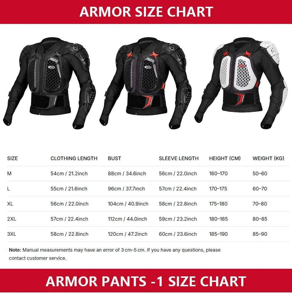 CE Certified Motocross Armor Jacket Set with Chest & Back Protection-MP1009 BK Pants / XL