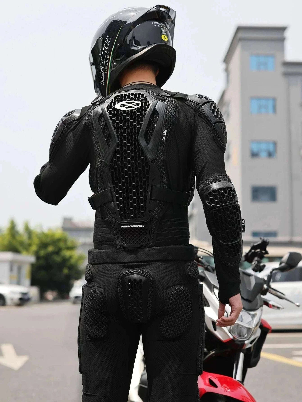 CE Certified Motocross Armor Jacket Set with Chest & Back Protection-MP1009 BK Pants / XL