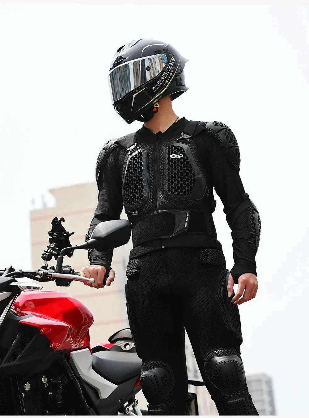 CE Certified Motocross Armor Jacket Set with Chest & Back Protection-MP1009 BK Pants / XL