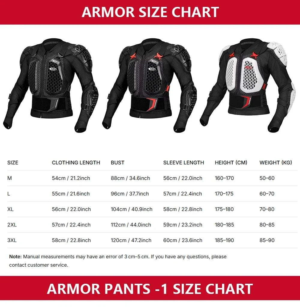 CE Certified Motocross Armor Jacket Set with Chest & Back Protection-MP1009 BK Pants / XL