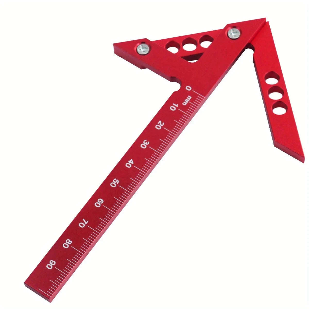 Center Finder Woodworking Square – Aluminum Angle Line Gauge-Metric Red